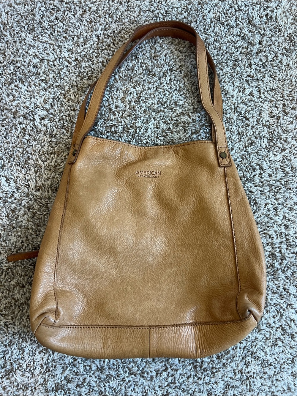 American Leather Co. Tan Genuine Leather Multi Compartment Shoulder Tote Bag